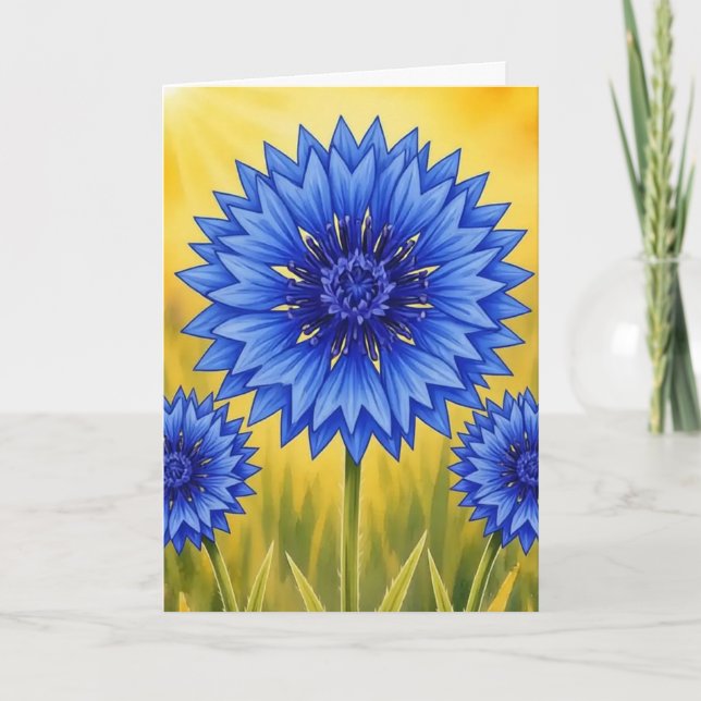 Tarjeta Serie Radiantes Pétalos - Centaurea (Anverso)