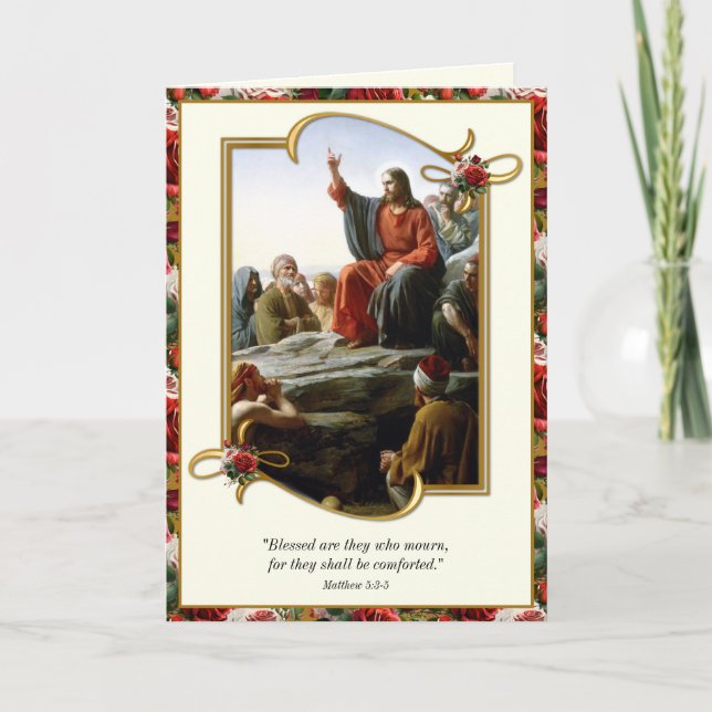 Tarjeta Sermón sobre las Beatitudes Funerales de la Simpat (Anverso)