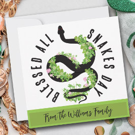 Tarjeta Serpiente Afortunada Trébol Día de Todas las Serpi