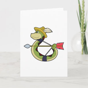 Tarjeta Serpiente como arquero con arco y flecha
