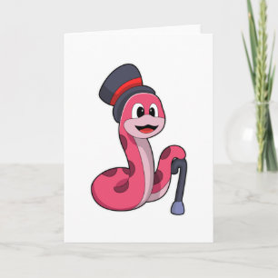 Tarjeta Serpiente como caballero con Gorra y palo para cam