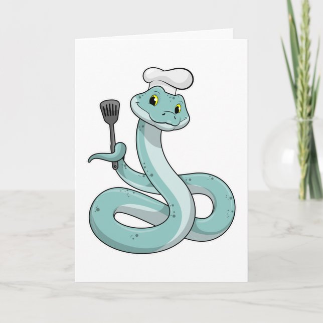 Tarjeta Serpiente como cocinero con sombrero de chef (Anverso)