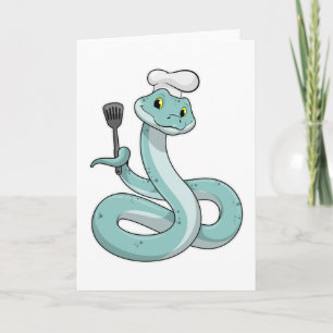 Tarjeta Serpiente como cocinero con sombrero de chef