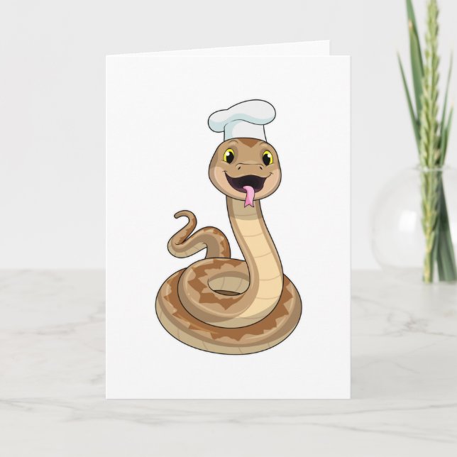 Tarjeta Serpiente como cocinero con sombrero de chef (Anverso)