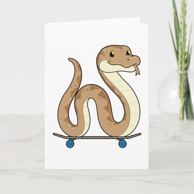 Tarjeta Serpiente como patinador con monopatín (Anverso)