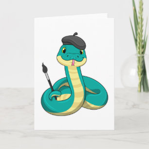 Tarjeta Serpiente como pintor con pincel
