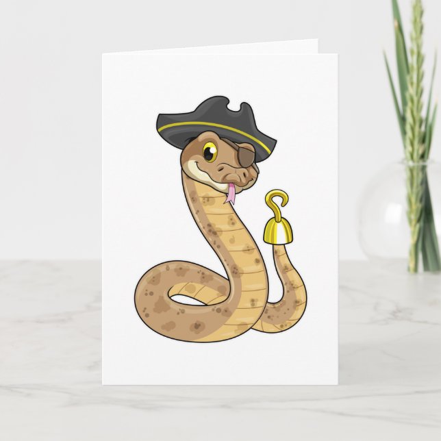 Tarjeta Serpiente como pirata con parche de manos y ojos g (Anverso)