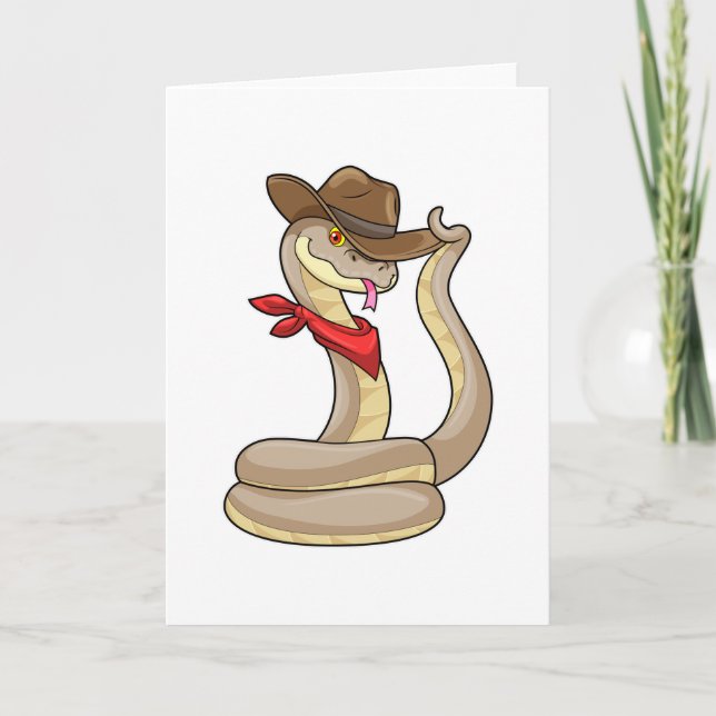 Tarjeta Serpiente como vaquero con bufanda (Anverso)