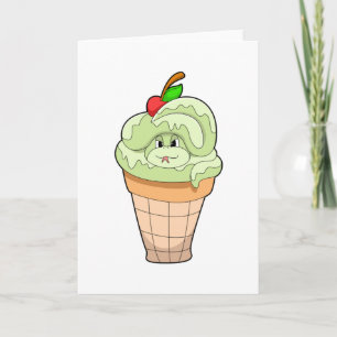 Tarjeta Serpiente con cono de helado y cereza