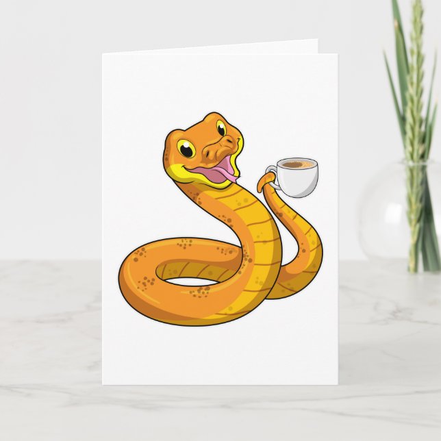 Tarjeta Serpiente con Taza de Café (Anverso)