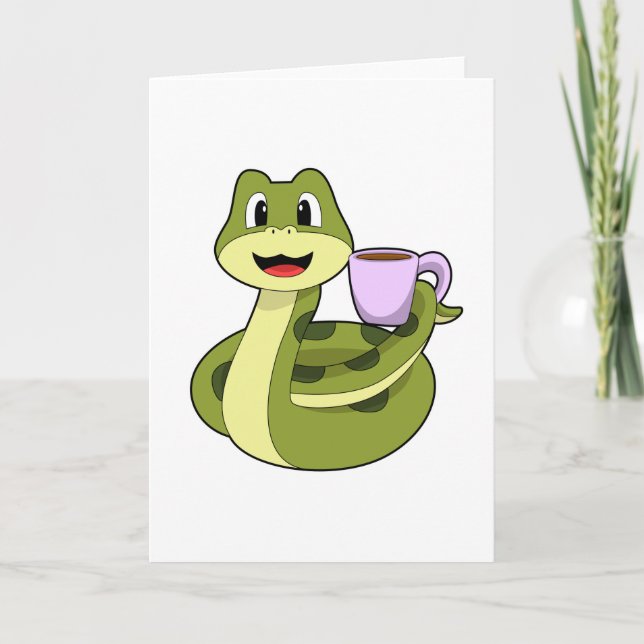 Tarjeta Serpiente con taza de café (Anverso)