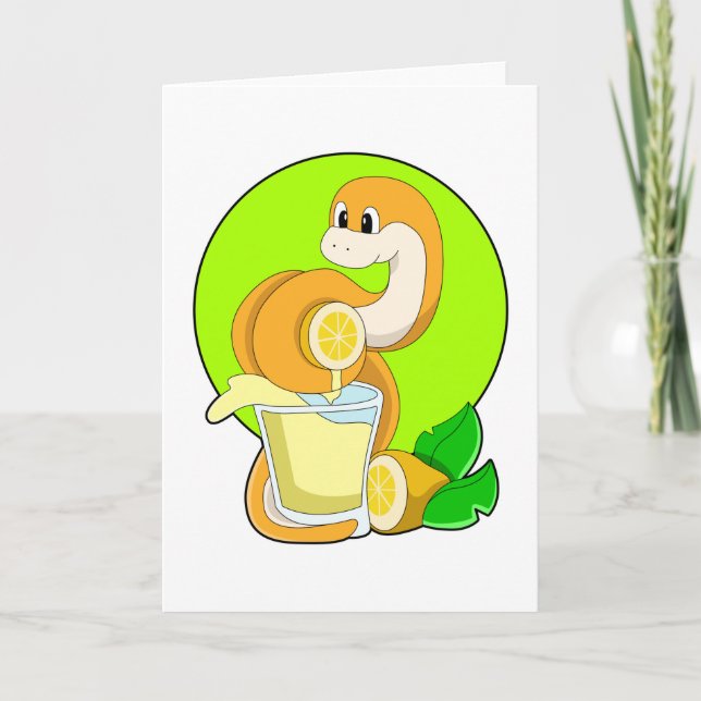 Tarjeta Serpiente con vaso de jugo de limón (Anverso)