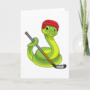 Tarjeta Serpiente en hockey sobre hielo con palo de hockey