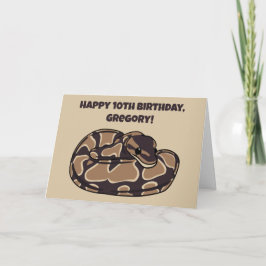 Tarjeta Serpiente Pitón de Bola, Personalizada Marrón y Be