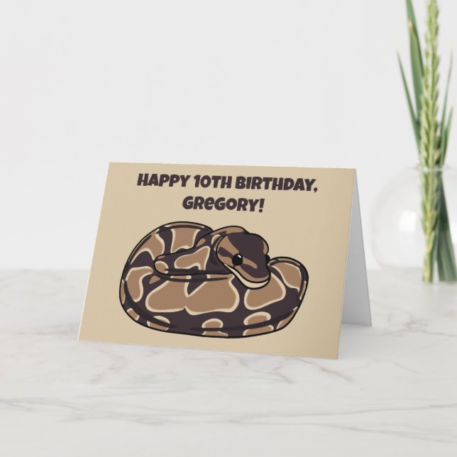 Tarjeta Serpiente Pitón de Bola, Personalizada Marrón y Be (Anverso)
