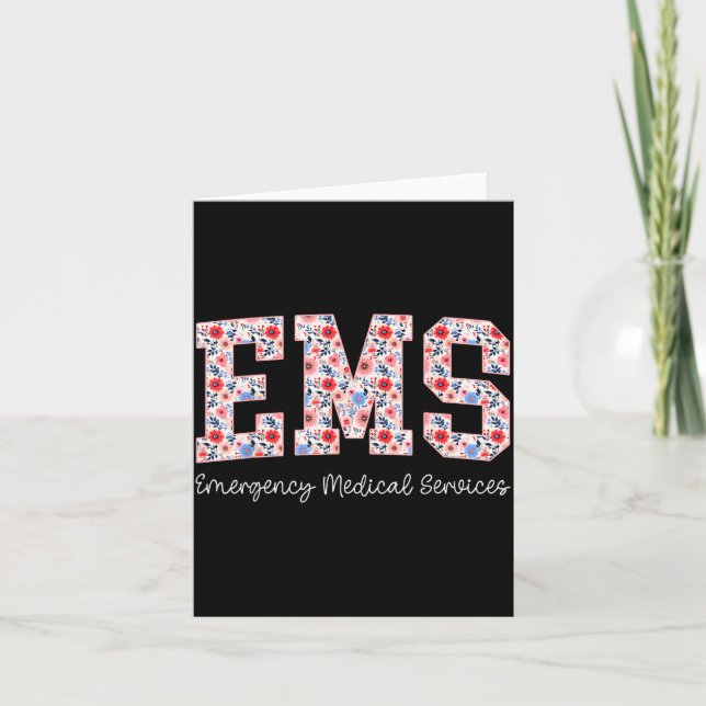 Tarjeta Servicios Médicos de Emergencia Floral Ems Emt Wil (Anverso)
