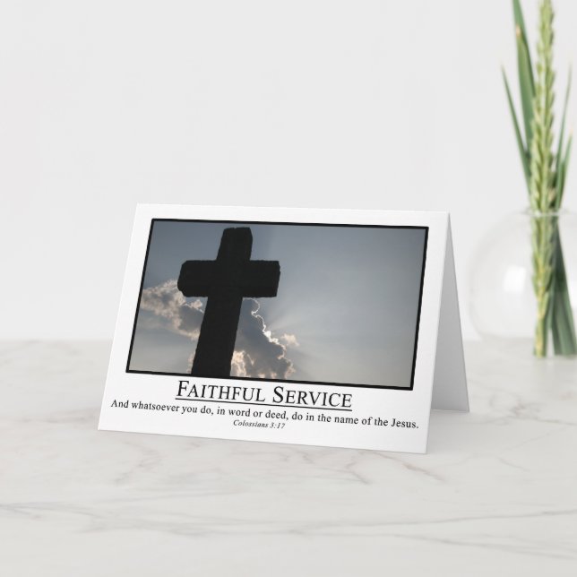 Tarjeta Servir fielmente en el nombre de Jesús Coronel 3:1 (Anverso)