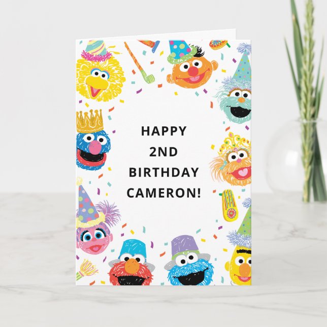 Tarjeta Sesame Street Confetti Feliz cumpleaños (Anverso)