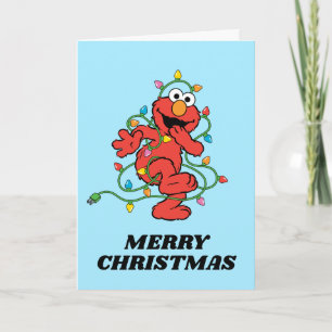 Tarjeta Sesame Street   Luces de Navidad de Elmo