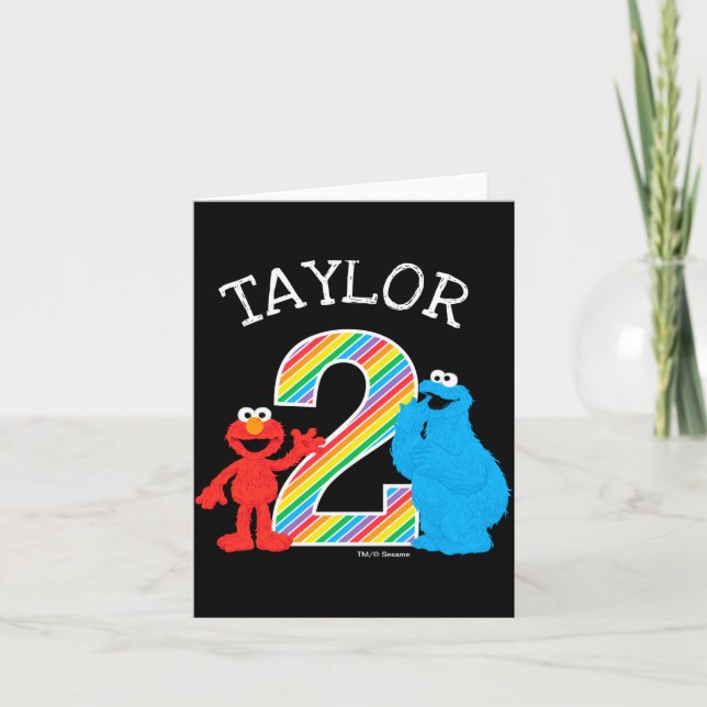 Tarjeta Sesame Street Pals Chalkboard Rainbow 2nd Birthday (Anverso)
