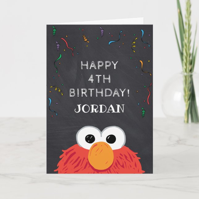 Tarjeta Sesame Street | Pizarra de cumpleaños de Elmo (Anverso)