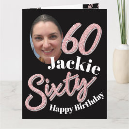 Tarjeta Sesenta y sesenta años rosa de guión fotográfico d