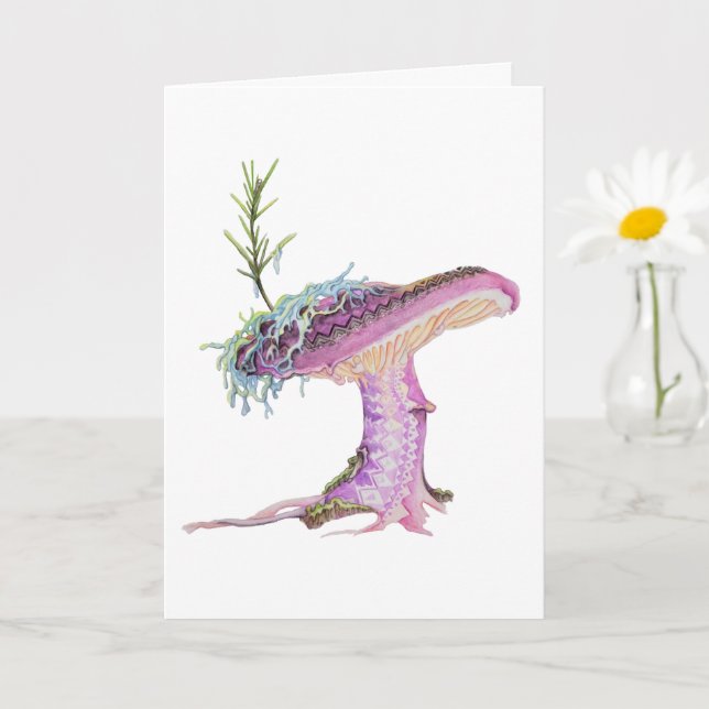 Tarjeta Seta de Acuarela Caprichosa (Planta pequeña)