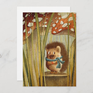 Tarjeta Setas acuáticas Bonito Hedgehog en el bosque