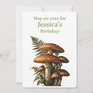 Tarjeta Setas Amanita Rojas con Helecho Botánico
