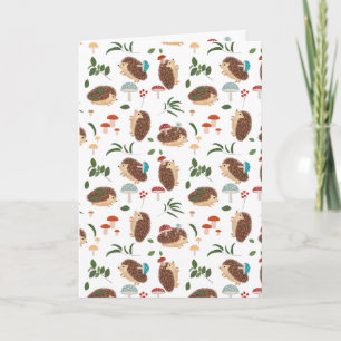 Tarjeta Setas de Erizo Bonitas Bosque Animal del Bosque