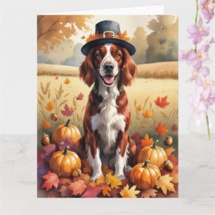 Tarjeta Setter Rojo Irlandés en Hojas de Otoño Arte de Acc