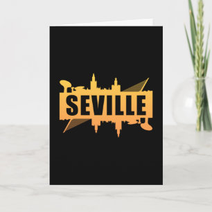 Tarjeta Sevilla España Ciudad Silueta Regalo Divertido