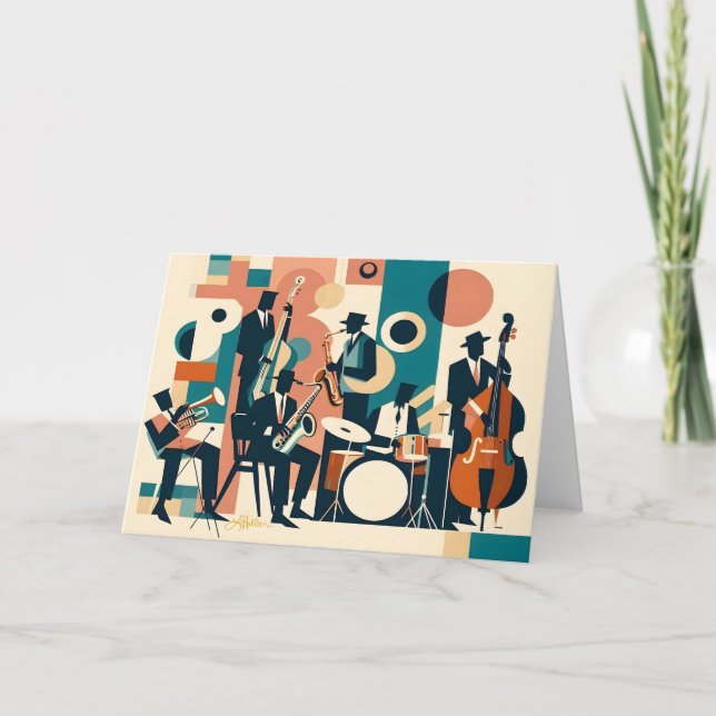 Tarjeta Sextet de la Edad de Jazz de Mid Century (Anverso)