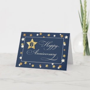 Tarjeta Sexto Aniversario de Empleado Efecto Estrellas Dor