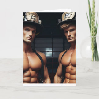 Tarjeta SEXY HUNK FIREFIGHTERS HOT BIRTHDAY GREETING Card