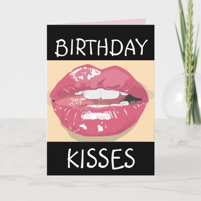 Tarjeta SEXY ROMANTIC LIPS BIRTHDAY Greeting Card HUSBAND (Anverso)