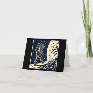 Tarjeta SF - Astronauta en Spacewalk Woodcut 1