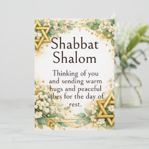 Tarjeta Shabat Shalom, Aliento de Bebé Eucalipto Dorado De