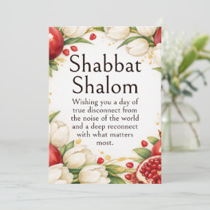 Tarjeta Shabat Shalom, Granadas Rojas, Tulipanes Dorados