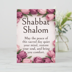 Tarjeta Shabat Shalom, Tulipanes Morados, Floral Botánico