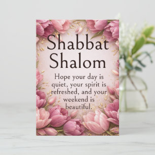 Tarjeta Shabat Shalom, Tulipanes Rosa Mauve, Deseo Caprich