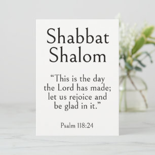 Tarjeta Shabbat Shalom Escritura, Salmo 118:24, Arte Moder