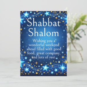 Tarjeta Shabbat Shalom, Estrellas Brillantes, Deseos de Or