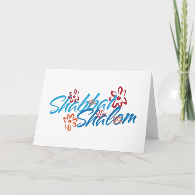 Tarjeta Shabbat Shalom florido (Anverso)