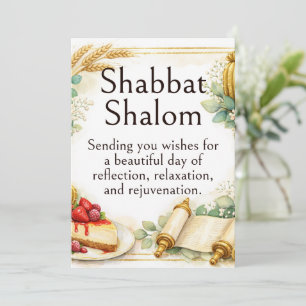 Tarjeta Shabbat Shalom, Suculentas Caprichosas Acuarela