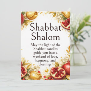 Tarjeta Shabbat Shalom, Tulipanes Dorados, Granadas Borgoñ