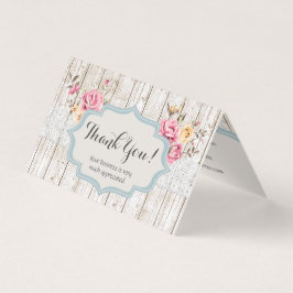 Tarjeta Shabby Chic Floral Rústico Madera Vintage Gracias