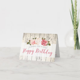 Tarjeta Shabby Chic Rosas Personalizado Rustic Wood Cumple