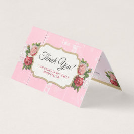 Tarjeta Shabby Chic Rustic Wood Pink Floral Rosa Gracias