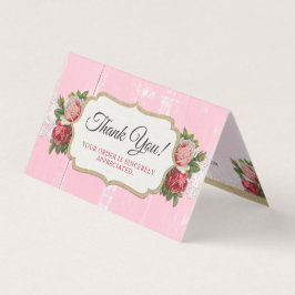 Tarjeta Shabby Chic Rustic Wood Pink Floral Rosa Gracias